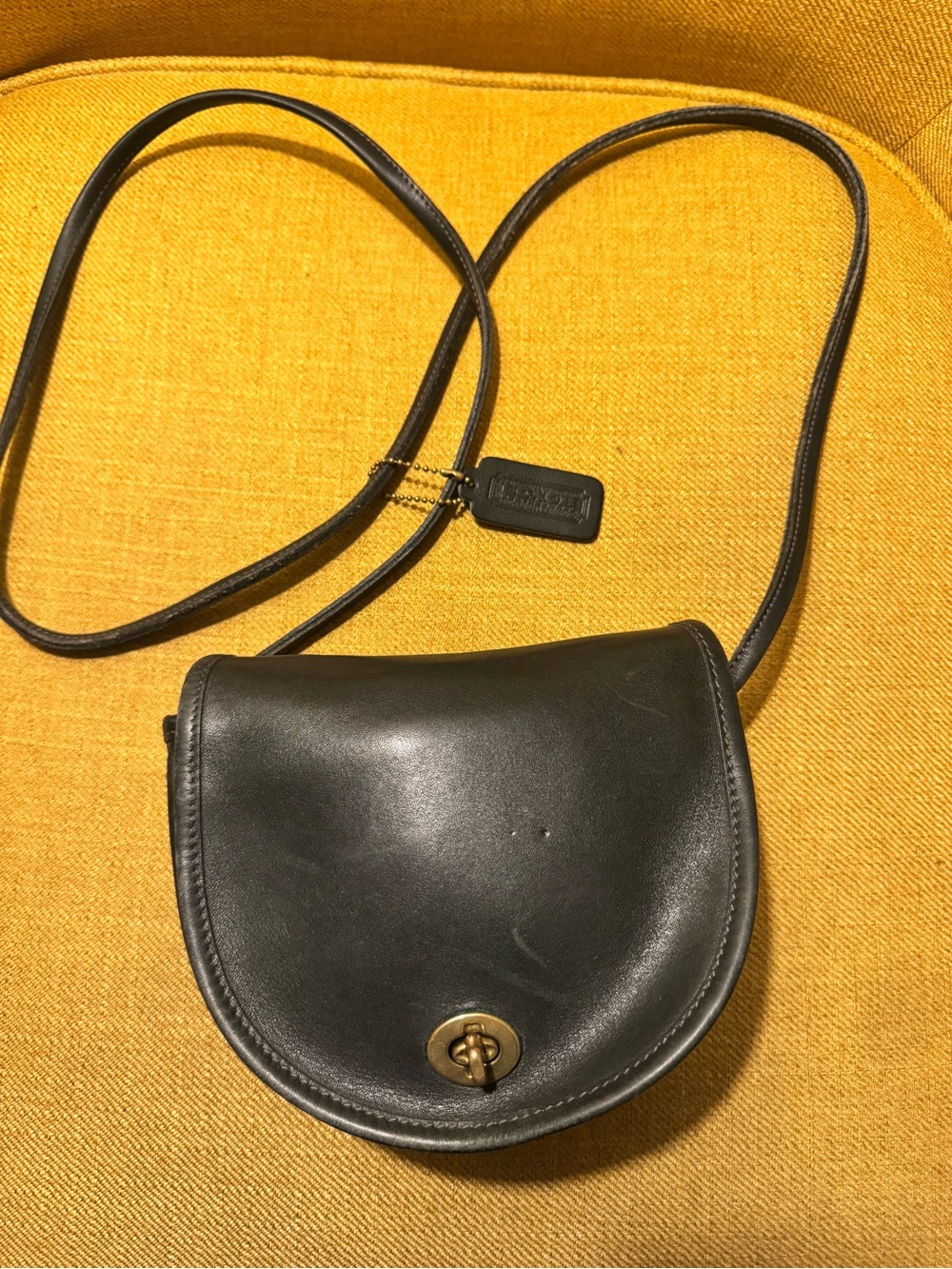 Coach Hunter Green Leather Turnlock Saddle Crossbody with Gold Hardware